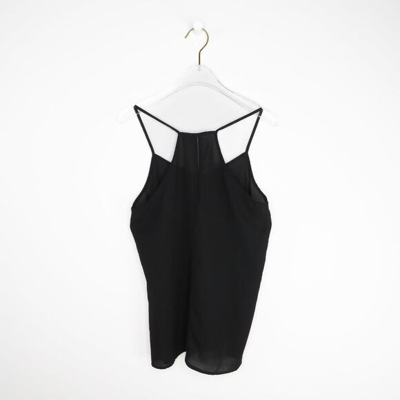 Anthro Paper Crane Black Chiffon Tank Top Small Thin Strap Cami Cute - Picture 7 of 8